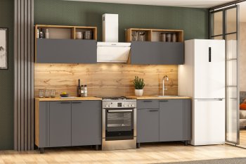 Кухонный гарнитур Монако 2000 мм графит (СВ) в Урае - uraj.mebel-e96.ru