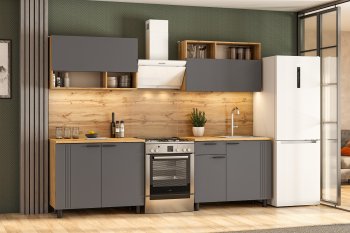 Кухонный гарнитур Монако 2000 мм графит (СВ) в Урае - uraj.mebel-e96.ru