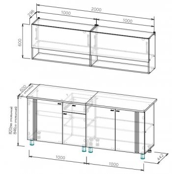 Кухонный гарнитур Монако 2000 мм СВ) в Урае - uraj.mebel-e96.ru