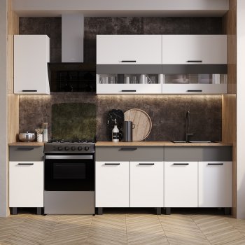 Кухонный гарнитур Монтана 2000 мм белый/графит (БТС) в Урае - uraj.mebel-e96.ru