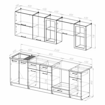 Кухонный гарнитур Ника базис 2400 мм (Герда) в Урае - uraj.mebel-e96.ru