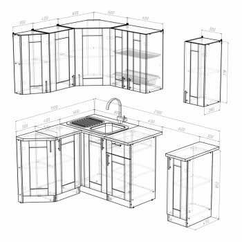 Кухонный гарнитур Ника литл 1500х1300 мм (Герда) в Урае - uraj.mebel-e96.ru