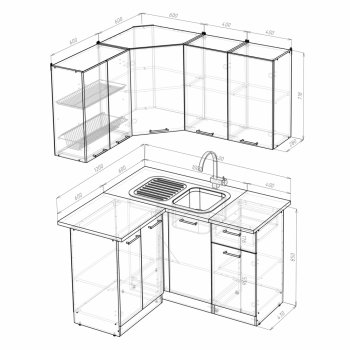 Кухонный гарнитур Ника прайм 1200х1400 мм (Герда) в Урае - uraj.mebel-e96.ru