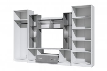 Стенка Николь-2 белый/бетонный камень(Зарон) в Урае - uraj.mebel-e96.ru