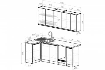 Кухонный гарнитур Ноктюрн прайм 400 1100х2000 мм (Герда) в Урае - uraj.mebel-e96.ru