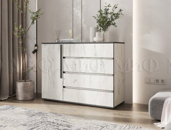 Комод 1 дверь 4 ящика (1200) Норд, крафт белый (Миф) в Урае - uraj.mebel-e96.ru