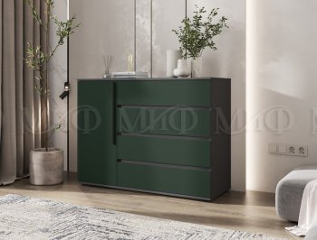 Комод 1 дверь 4 ящика (1200) Норд, графит/изумруд (Миф) в Урае - uraj.mebel-e96.ru