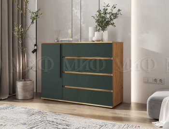 Комод 1 дверь 4 ящика (1200) Норд, крафт/изумруд (Миф) в Урае - uraj.mebel-e96.ru