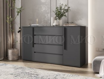 Комод 2 двери 4 ящика (1600) Норд, графит (Миф) в Урае - uraj.mebel-e96.ru
