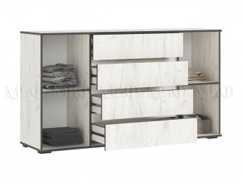 Комод 2 двери 4 ящика (1600) Норд, крафт белый (Миф) в Урае - uraj.mebel-e96.ru