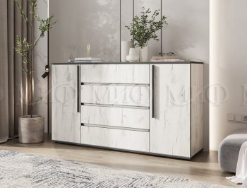 Комод 2 двери 4 ящика (1600) Норд, крафт белый (Миф) в Урае - uraj.mebel-e96.ru