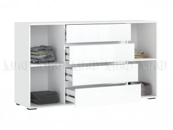 Комод 2 двери 4 ящика (1600) Норд, белый (Миф) в Урае - uraj.mebel-e96.ru