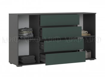 Комод 2 двери 4 ящика (1600) Норд, графит/изумруд (Миф) в Урае - uraj.mebel-e96.ru