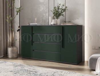 Комод 2 двери 4 ящика (1600) Норд, графит/изумруд (Миф) в Урае - uraj.mebel-e96.ru