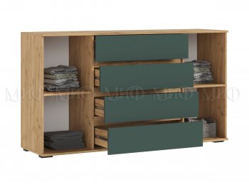 Комод 2 двери 4 ящика (1600) Норд, крафт/изумруд (Миф) в Урае - uraj.mebel-e96.ru