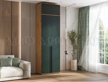 Шкаф 800 мм 2-х ств. Норд с антресолью крафт/изумруд (Миф) в Урае - uraj.mebel-e96.ru