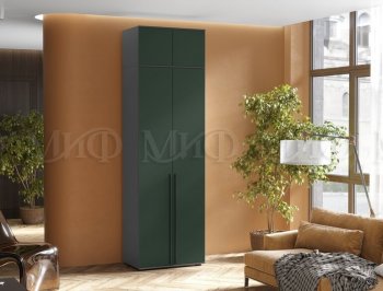 Шкаф 800 мм 2-х ств. Норд с антресолью графит/изумруд (Миф) в Урае - uraj.mebel-e96.ru