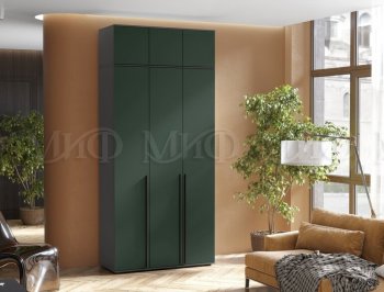Шкаф 1200 мм 3-х ств. Норд с антресолью графит/изумруд (Миф) в Урае - uraj.mebel-e96.ru