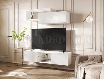 Стенка Норд-1 белый глянец (Миф) в Урае - uraj.mebel-e96.ru