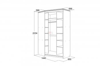 Шкаф-купе угловой Ольга-13 правый в Урае - uraj.mebel-e96.ru