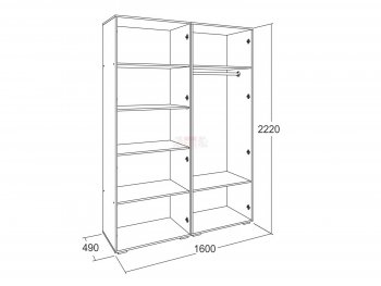 Шкаф 1600 мм Ольга-17 в Урае - uraj.mebel-e96.ru