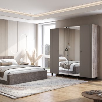 Шкаф 2000 мм 4-х створчатый Олива ШК-13 муссон софт (БТС) в Урае - uraj.mebel-e96.ru