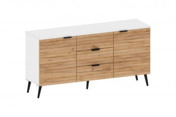 Тумба 2дв.3ящ. Ома ТБ-3609 Белый/Дуб Тортуга (СанТан) в Урае - uraj.mebel-e96.ru