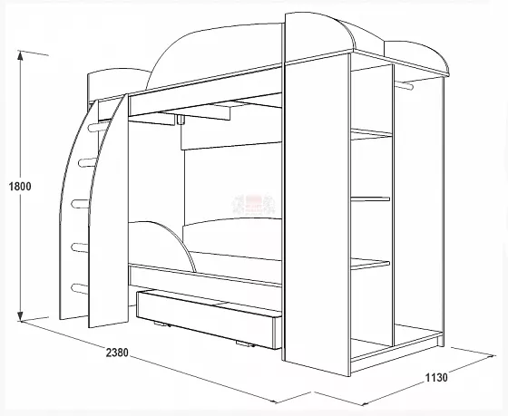 Кровать двухъярусная Омега-4А ЛДСП в Урае - uraj.mebel-e96.ru