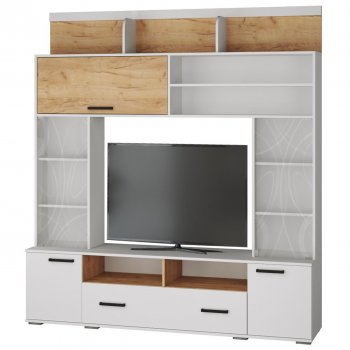 Мини-стенка ОГЦС-2 Оскар-18 белый/крафт (Текс) в Урае - uraj.mebel-e96.ru