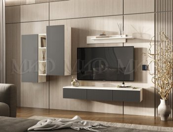Стенка Оскар комп.2 крафт белый/графит (Миф) в Урае - uraj.mebel-e96.ru