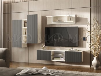 Стенка Оскар крафт белый/графит (Миф) в Урае - uraj.mebel-e96.ru
