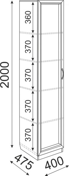 Пенал Остин М03 полки 400 (Риннер) в Урае - uraj.mebel-e96.ru