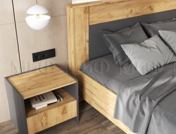Кровать парящая Остин крафт/графит (Миф) в Урае - uraj.mebel-e96.ru