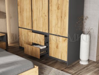 Спальный гарнитур Остин крафт/графит, модульный (Миф) в Урае - uraj.mebel-e96.ru