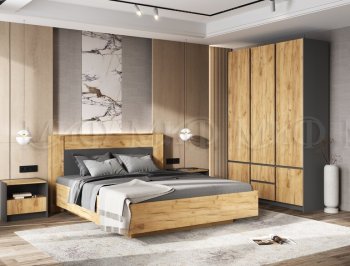 Спальный гарнитур Остин крафт/графит, модульный (Миф) в Урае - uraj.mebel-e96.ru