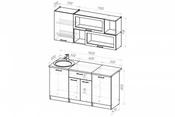 Кухонный гарнитур Паола стандарт 1600 мм (Герда) в Урае - uraj.mebel-e96.ru