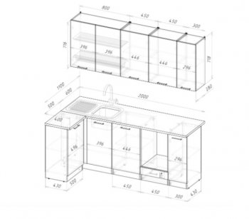 Угловой кухонный гарнитур Парма прайм 400 1100*2000 мм (Герда) в Урае - uraj.mebel-e96.ru