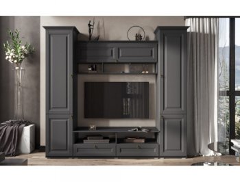 Стенка Престиж-1 (МДФ) модульная графит (Миф) в Урае - uraj.mebel-e96.ru