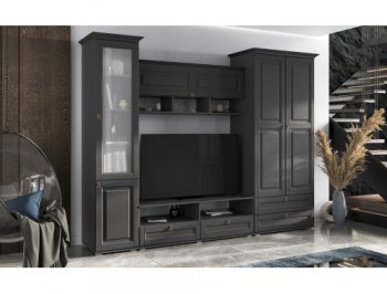 Стенка Престиж-1 (МДФ) модульная графит (Миф) в Урае - uraj.mebel-e96.ru