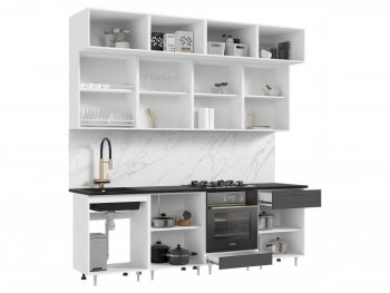 Кухонный гарнитур Престиж 2400 мм графит софт (Миф) в Урае - uraj.mebel-e96.ru