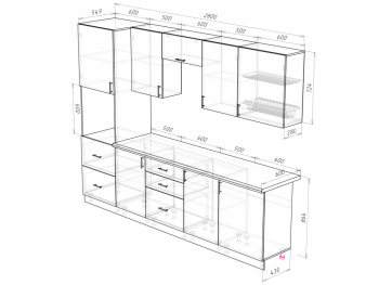 Кухонный гарнитур 2800 мм Прованс с карнизом (Росток) в Урае - uraj.mebel-e96.ru