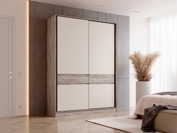 Шкаф-купе 1800 мм Роджина крафт серый/кашемир (Миф) в Урае - uraj.mebel-e96.ru