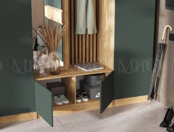 Прихожая Роджина крафт/изумруд, модульная (Миф) в Урае - uraj.mebel-e96.ru
