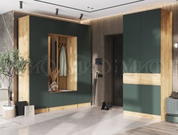 Прихожая Роджина крафт/изумруд, модульная (Миф) в Урае - uraj.mebel-e96.ru