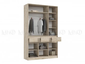 Шкаф 1500 мм 3-х створчатый Роджина крафт серый/кашемир (Миф) в Урае - uraj.mebel-e96.ru