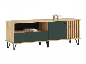 Тумба ТВ (1500) Роджина крафт/изумрудный (Миф) в Урае - uraj.mebel-e96.ru