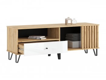 Тумба ТВ (1500) Роджина крафт/белый (Миф) в Урае - uraj.mebel-e96.ru