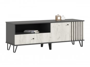 Тумба ТВ (1500) Роджина крафт белый/графит (Миф) в Урае - uraj.mebel-e96.ru