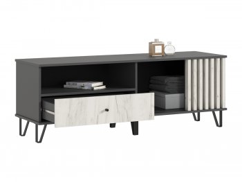 Тумба ТВ (1500) Роджина крафт белый/графит (Миф) в Урае - uraj.mebel-e96.ru