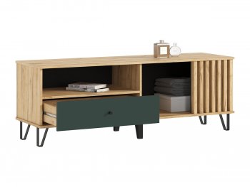 Тумба ТВ (1500) Роджина крафт/изумрудный (Миф) в Урае - uraj.mebel-e96.ru